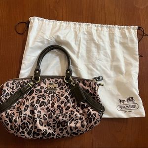 Coach Madison Ocelot Leopard Print OP Art Sateen Sophia Satchel Bag Purse